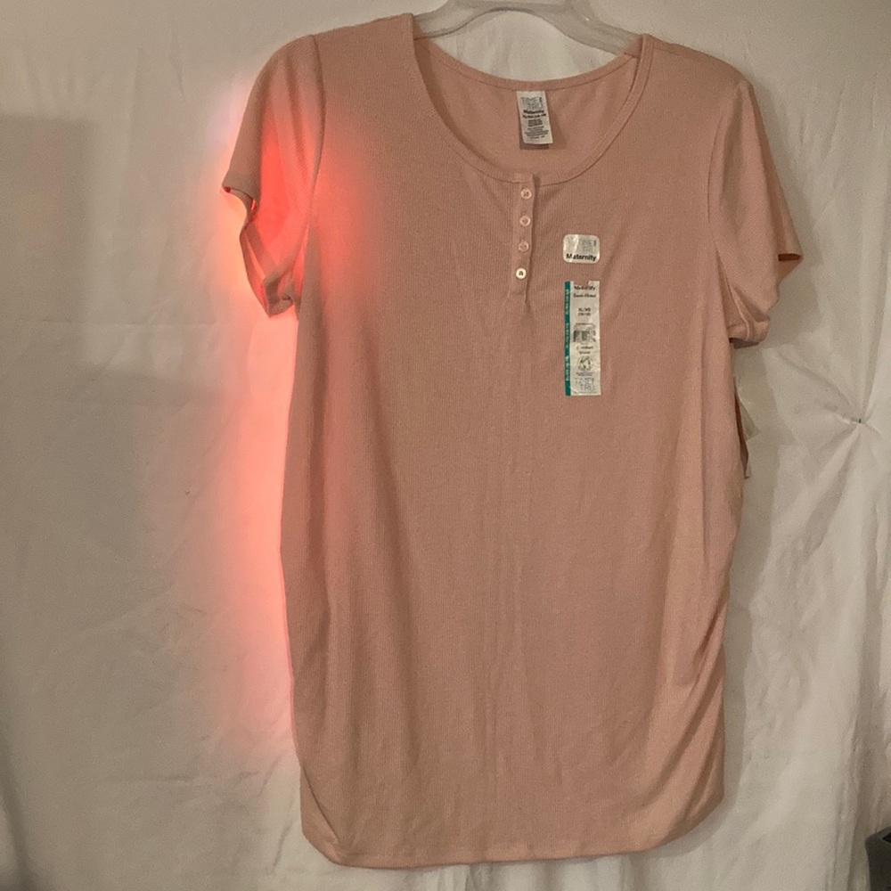 Time And Tru Pink Henley Maternity Top Size XL New